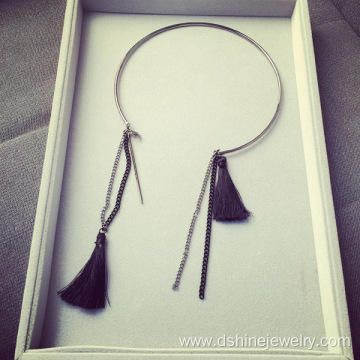 long tassel necklace Imitation suede fabric fringes Necklace